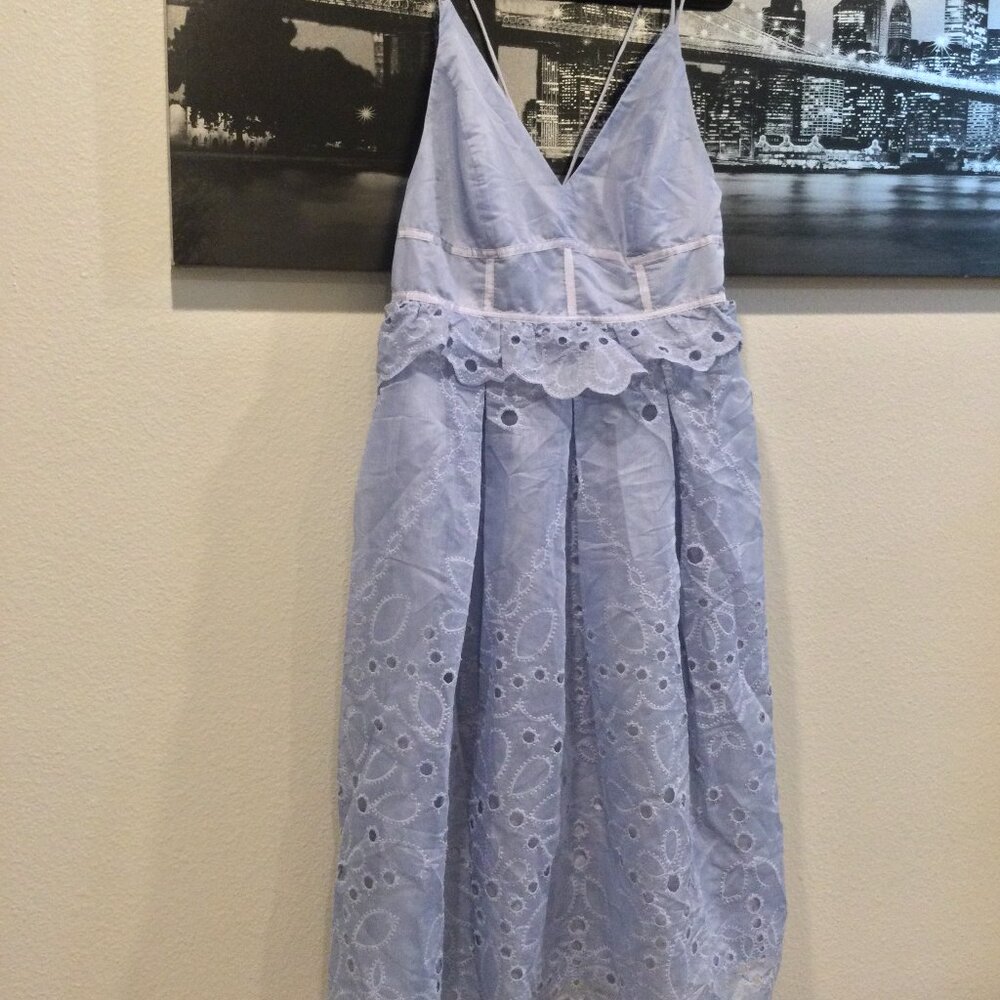 NWT ASOS Dress w/ Floral broderie & lace insert detail BLUE - Picture 5 of 8